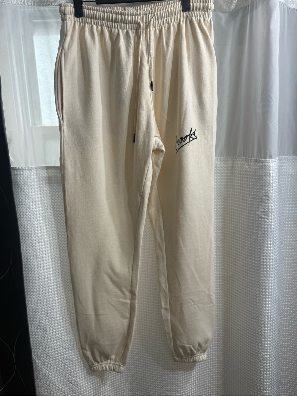 Crooks & Castles Cream Jogger Pants with Black Logo